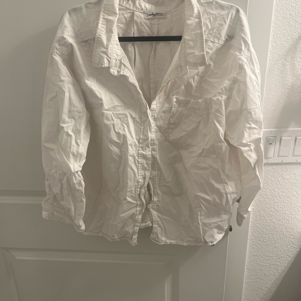 Carly Jean Los Angeles Women's Top Medium White long sleeve